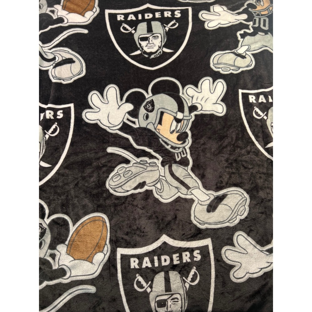 Northwest NFL Las Vegas Raiders Mickey Mouse Fleece Throw Blanket 3x4 Black